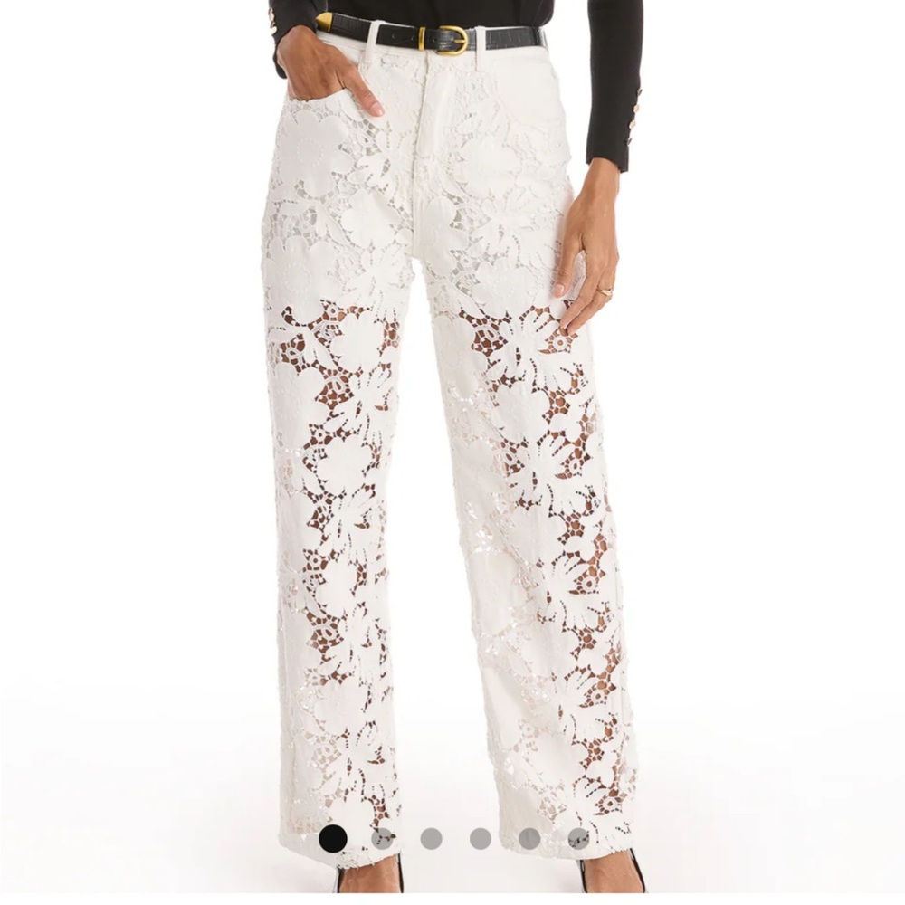 Noli White Crochet Wide Leg Pants